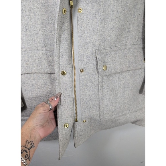 J‎ Crew Coat Womens 4Gray Chateau Parka Italian Wool Classic Minimalist Preppy - Picture 3 of 7
